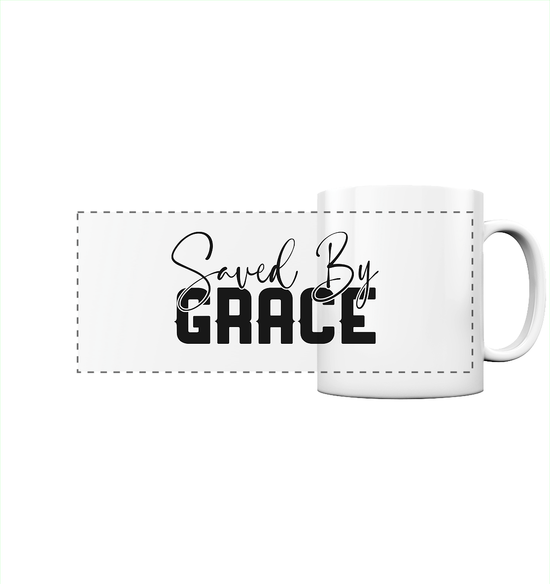 Saved by Grace – A powerful statement of faith - Panorama Mug