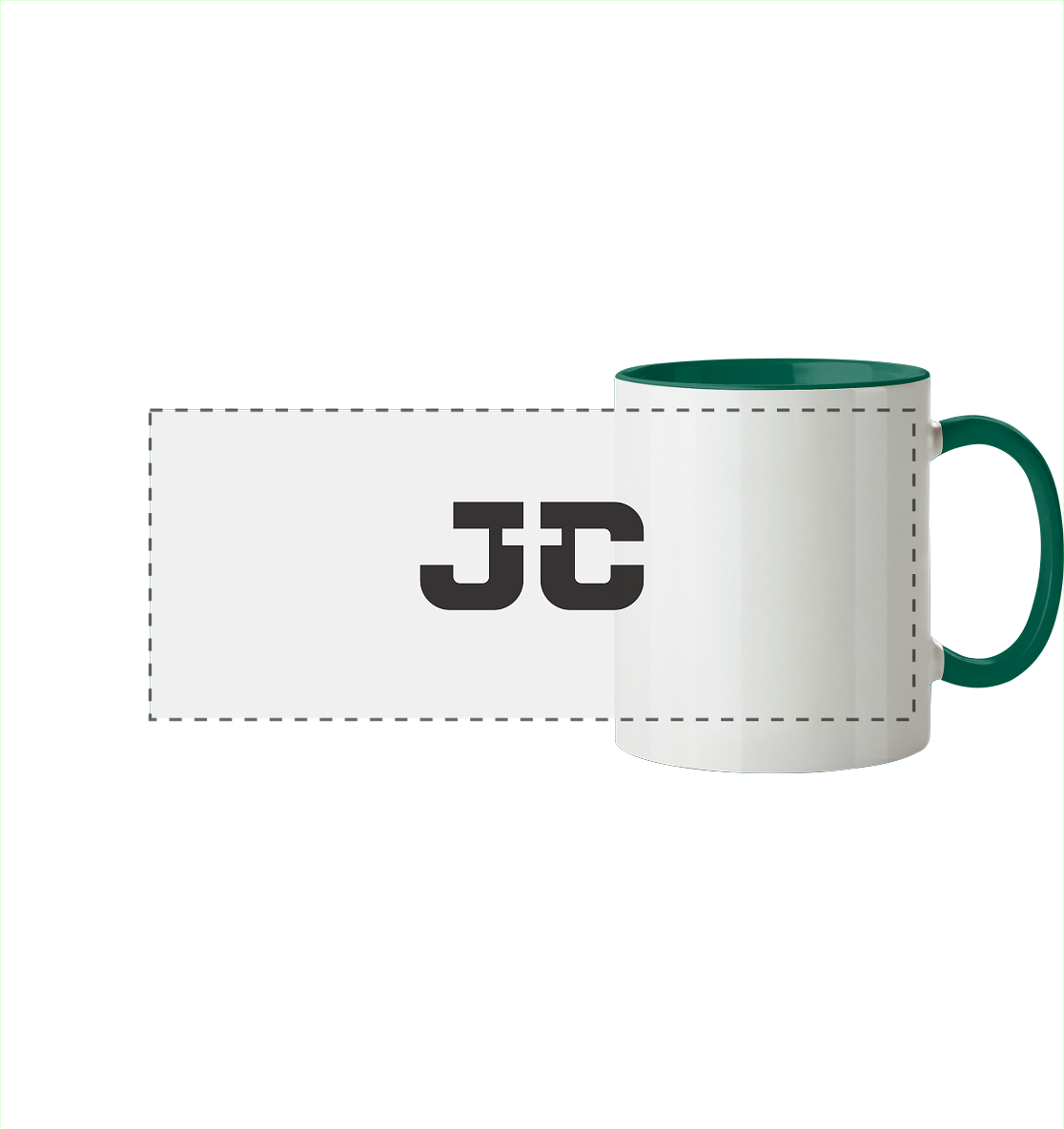 JC – Das Kreuz im Zentrum - Panorama Tasse zweifarbig