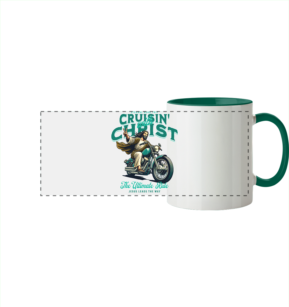 Eternal Road Trip – Cruisin' with Christ - two-tone panoramic mug