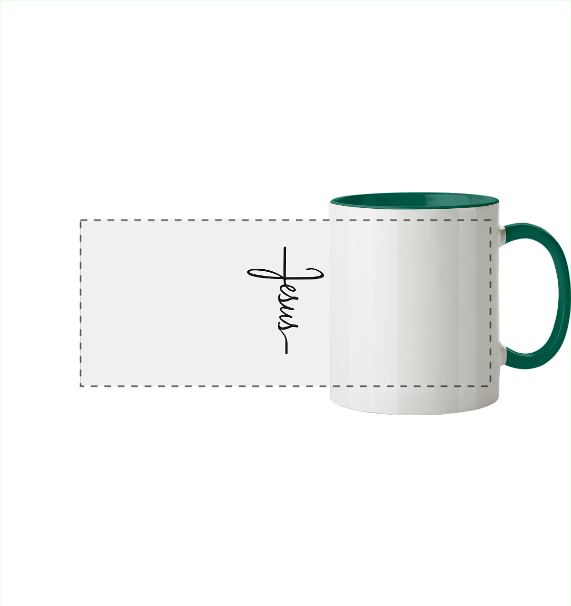 Cross with Jesus Scripture - A powerful statement of faith - Panorama Mug two-tone