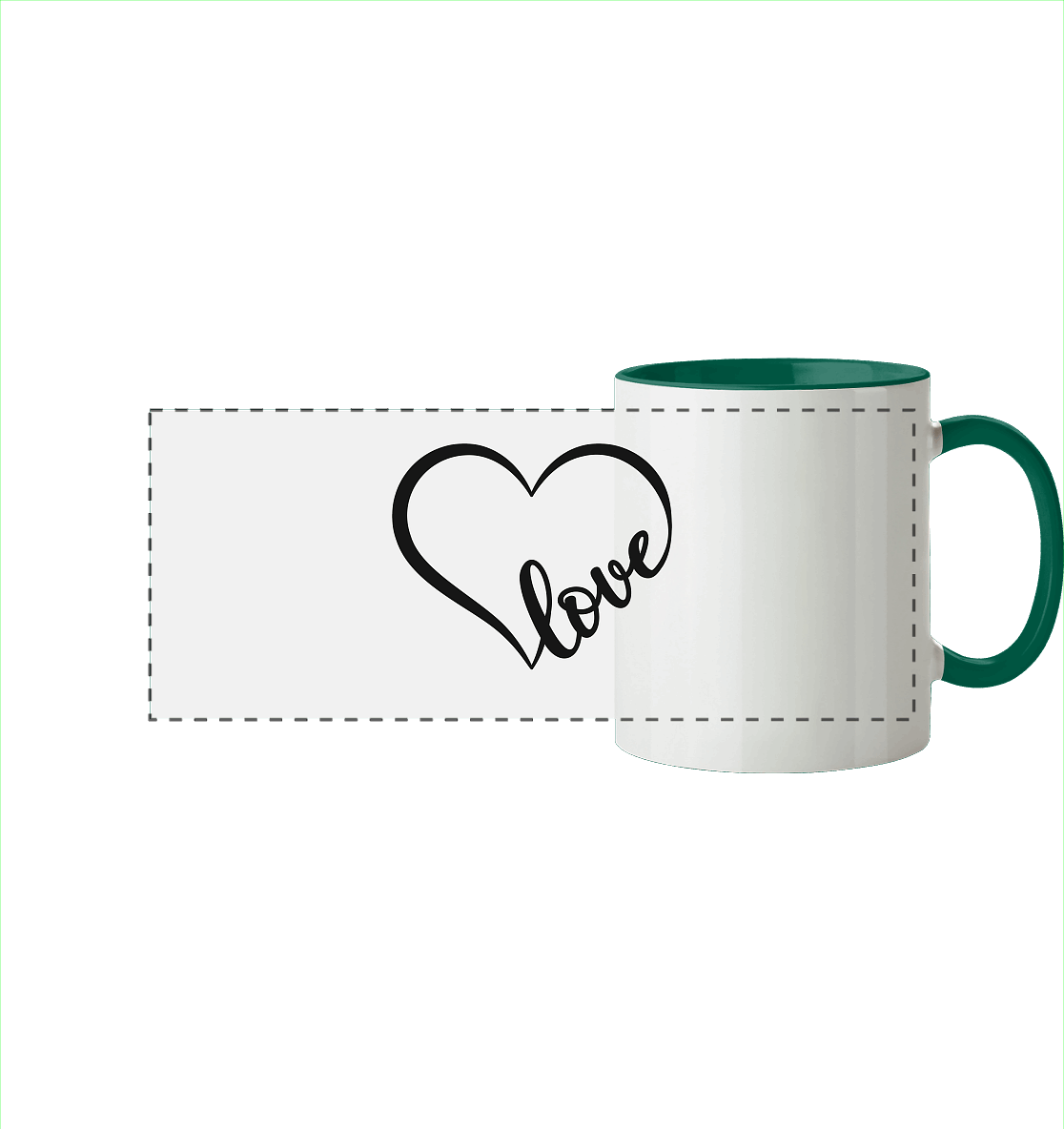 Love in Every Line - Panorama Tasse zweifarbig