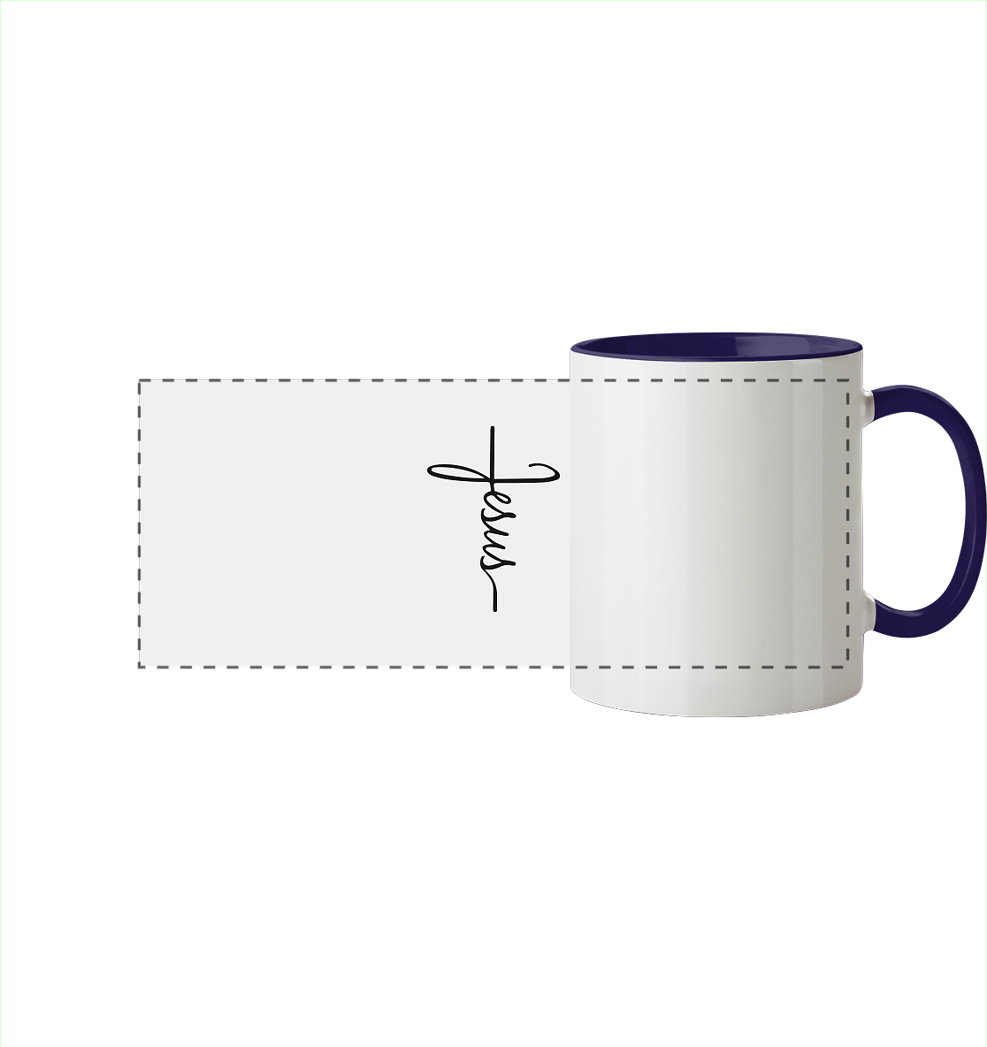 Cross with Jesus Scripture - A powerful statement of faith - Panorama Mug two-tone