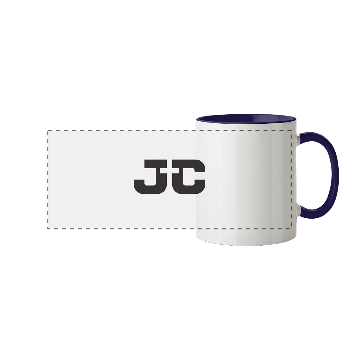 JC – Das Kreuz im Zentrum - Panorama Tasse zweifarbig