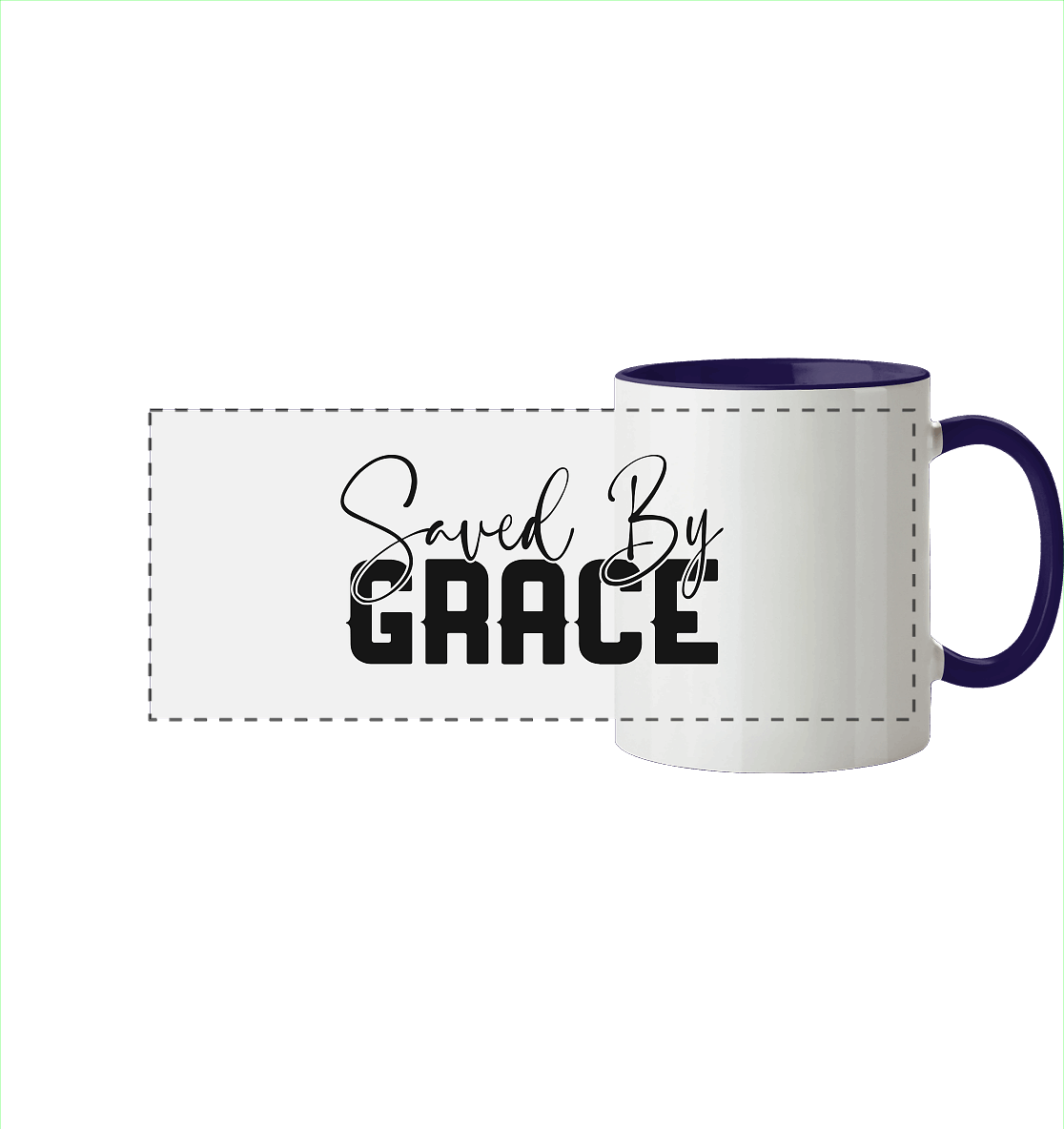 Saved by Grace – Ein kraftvolles Glaubensstatement - Panorama Tasse zweifarbig