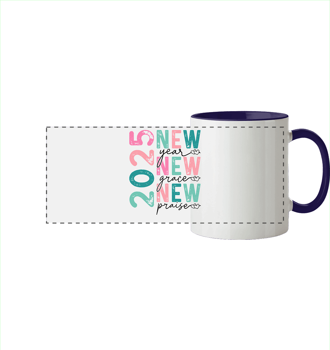 2025 - New Year, New Grace, New Praise - Panorama Tasse zweifarbig