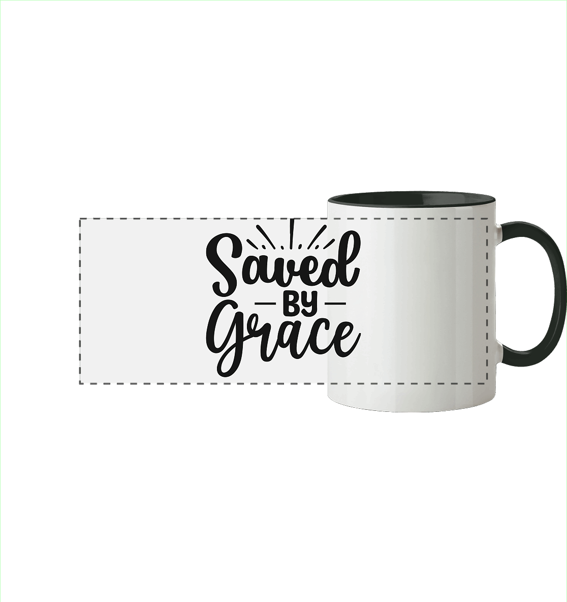 Saved by Grace – Dein Glaube, Dein Statement - Panorama Tasse zweifarbig