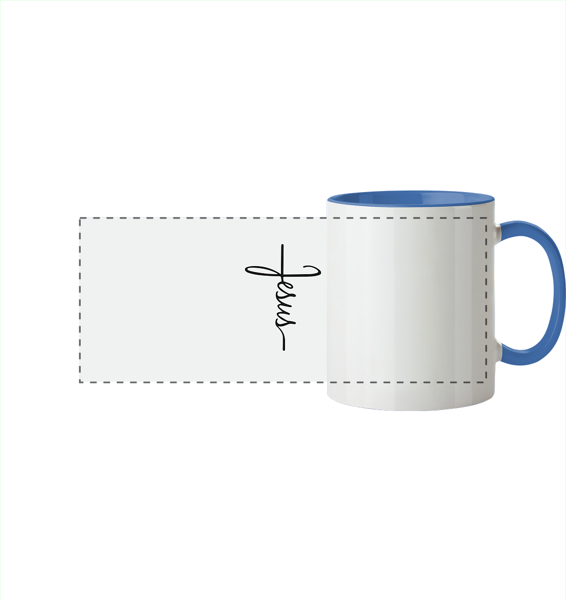 Cross with Jesus Scripture - A powerful statement of faith - Panorama Mug two-tone