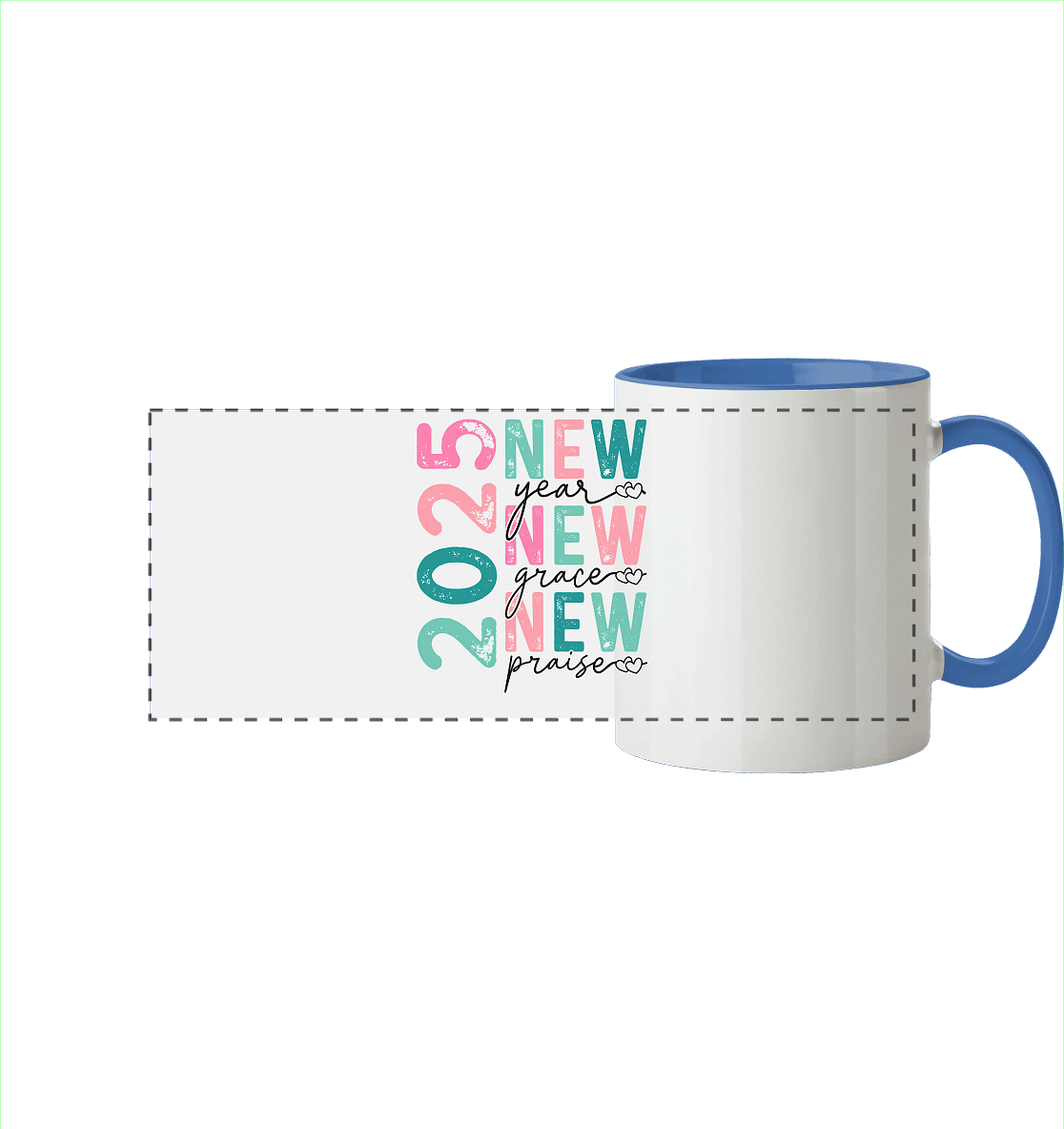 2025 - New Year, New Grace, New Praise - Panorama Tasse zweifarbig