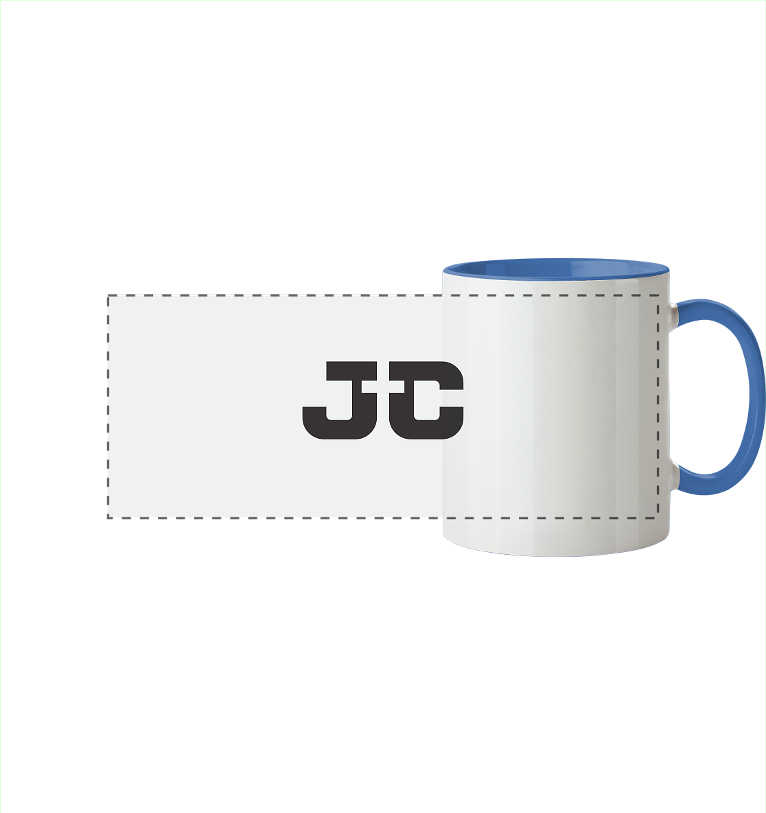 JC – Das Kreuz im Zentrum - Panorama Tasse zweifarbig