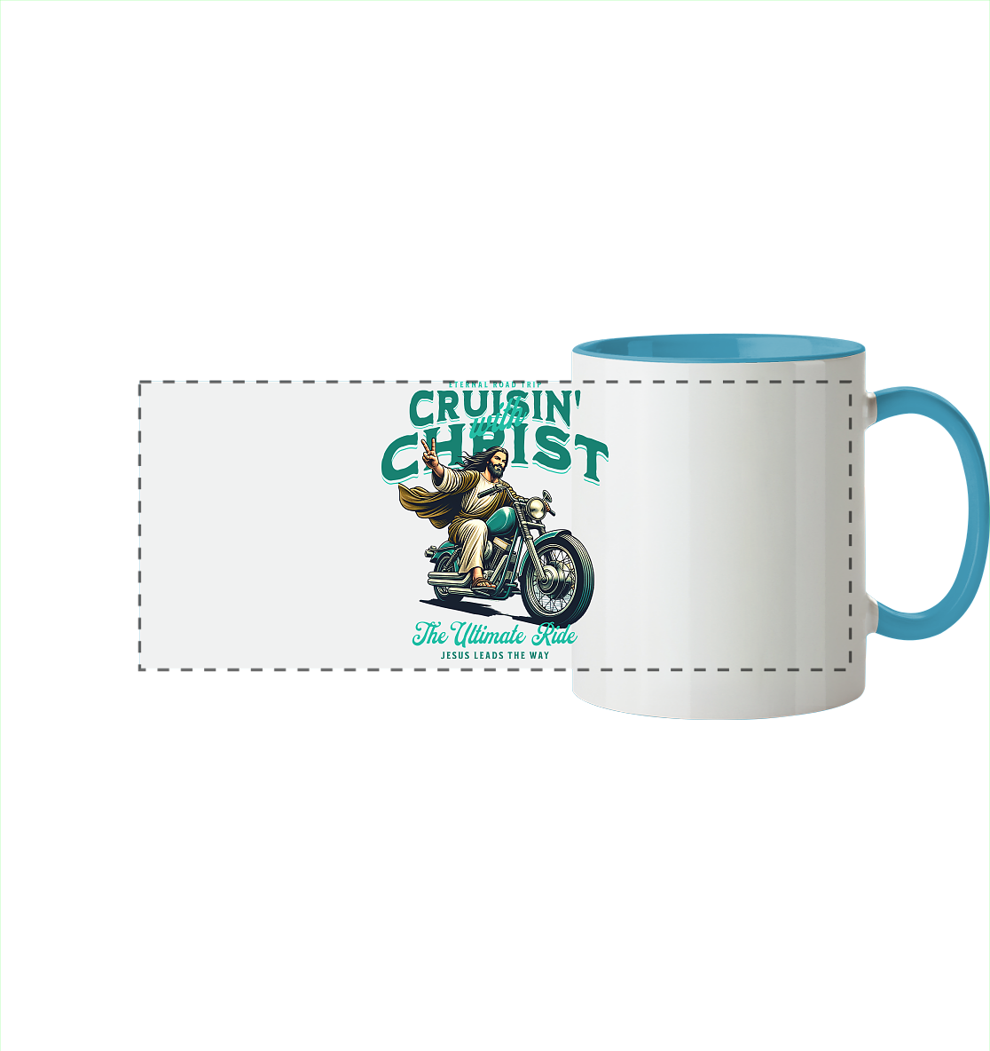 Eternal Road Trip – Cruisin' with Christ - two-tone panoramic mug