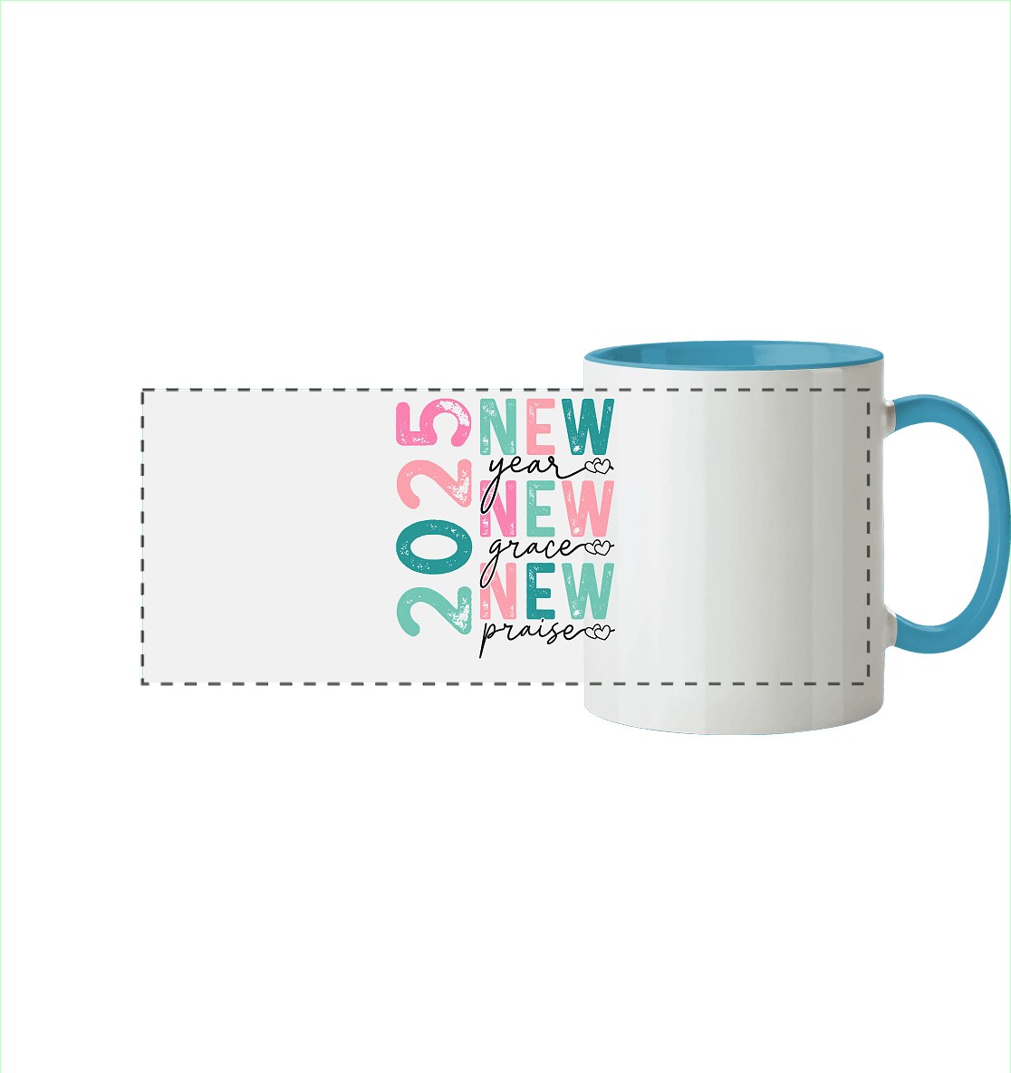 2025 - New Year, New Grace, New Praise - Panorama Tasse zweifarbig