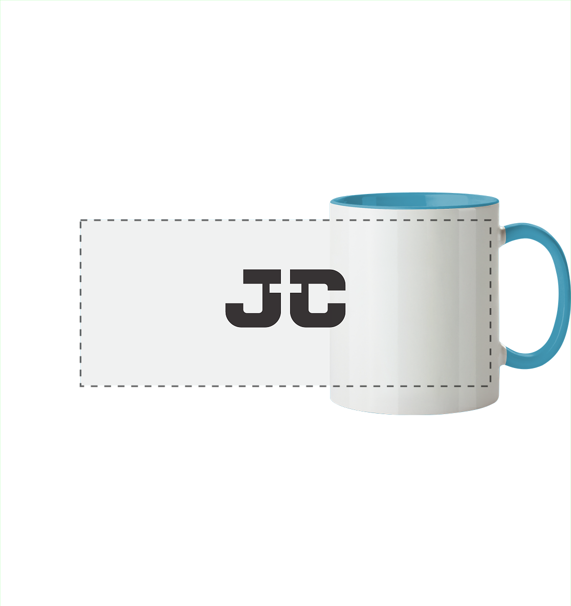 JC – Das Kreuz im Zentrum - Panorama Tasse zweifarbig