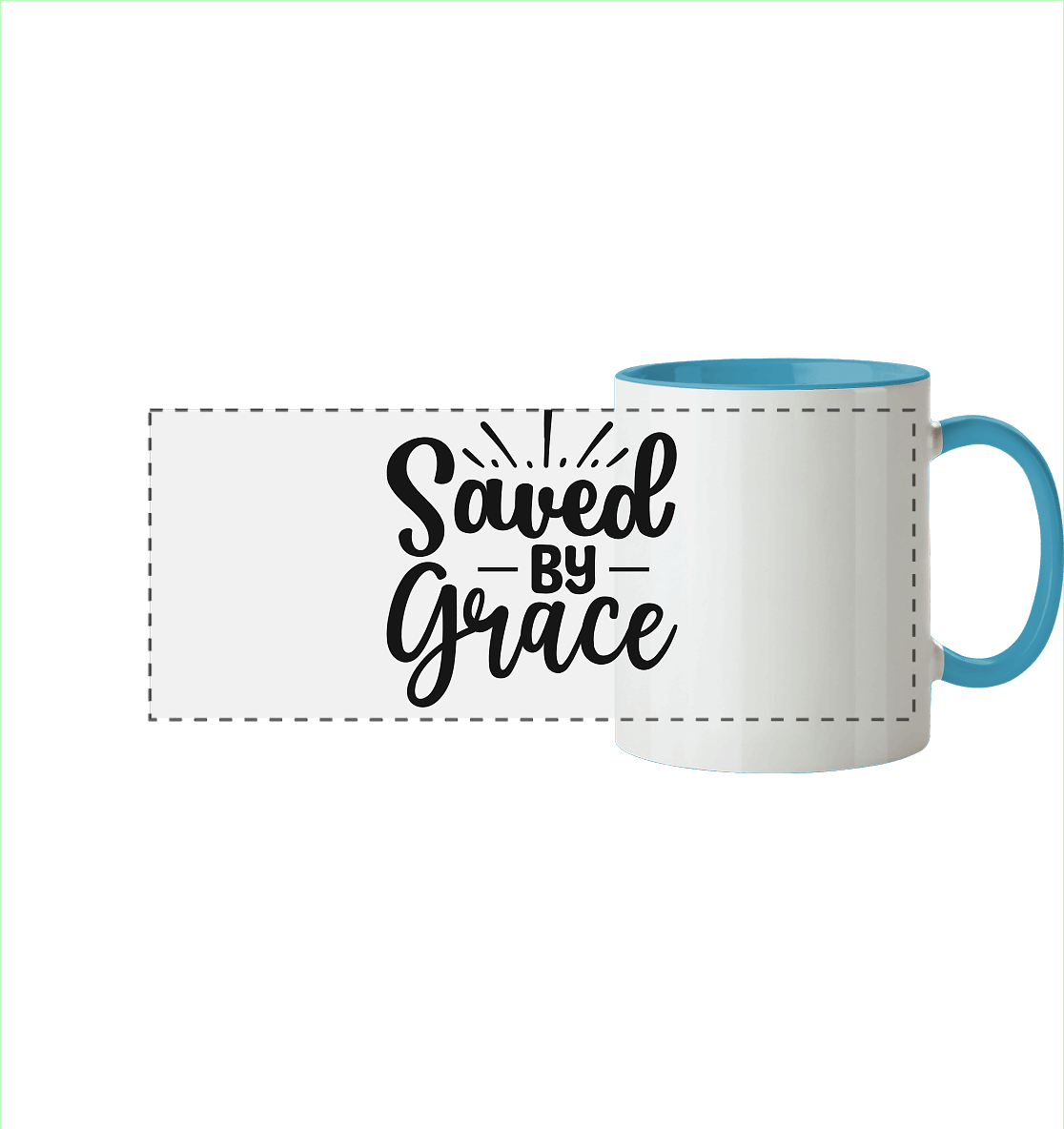 Saved by Grace – Dein Glaube, Dein Statement - Panorama Tasse zweifarbig