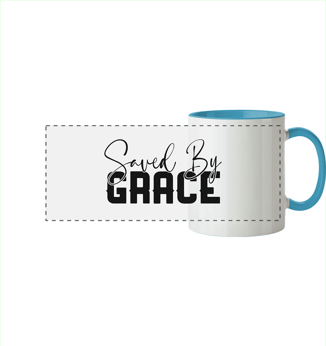 Saved by Grace – Ein kraftvolles Glaubensstatement - Panorama Tasse zweifarbig