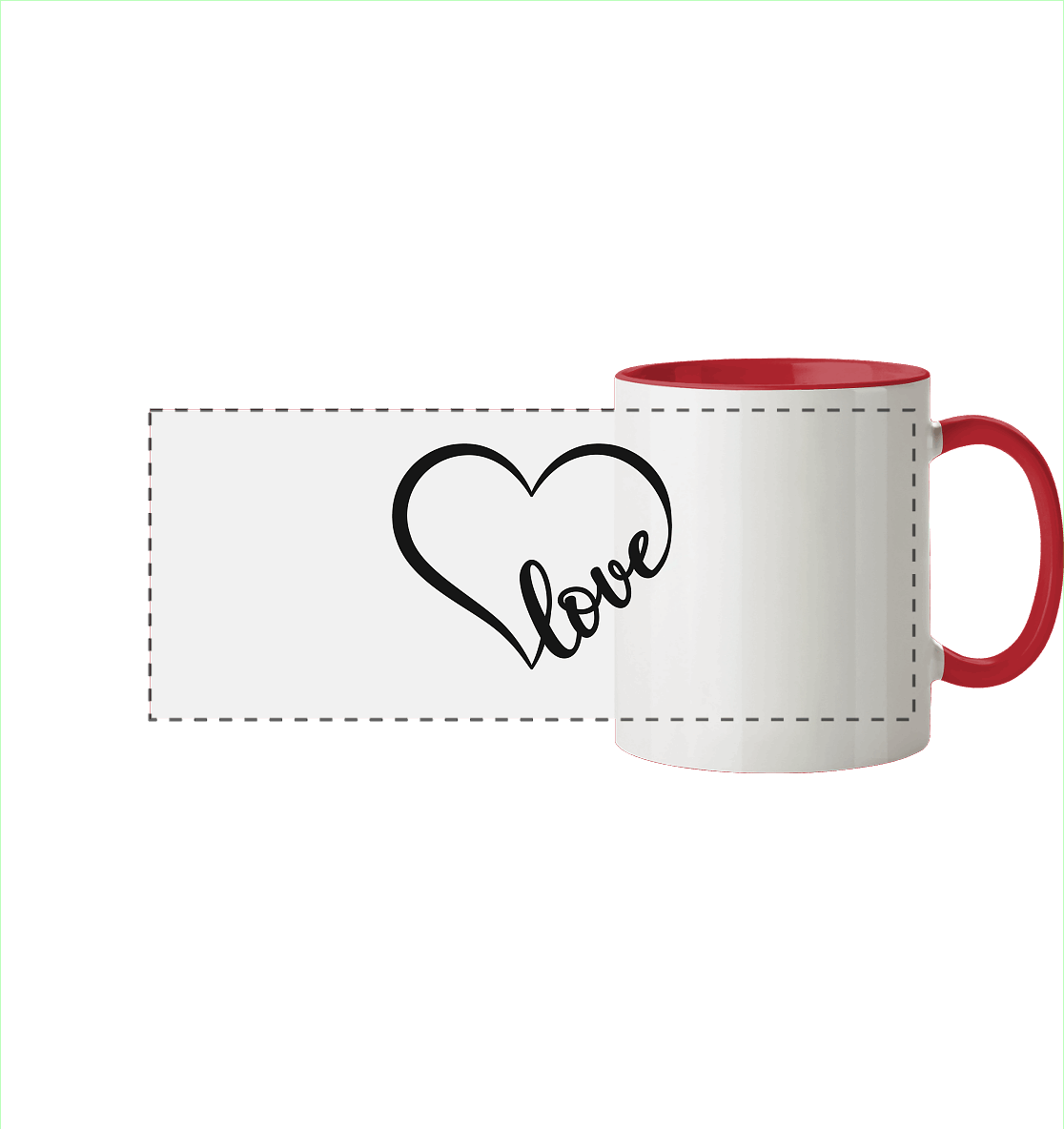 Love in Every Line - Panorama Tasse zweifarbig