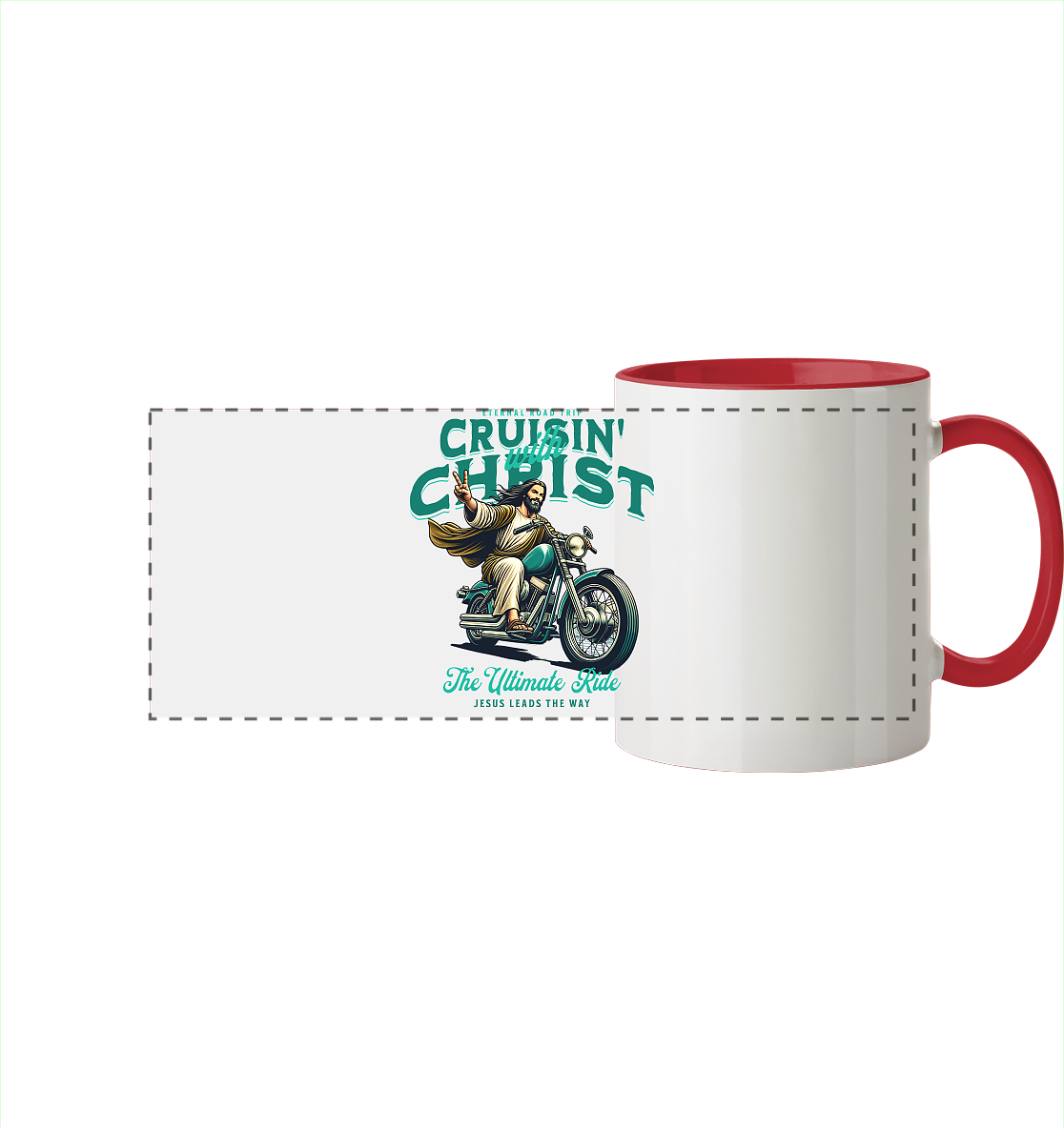 Eternal Road Trip – Cruisin' with Christ - two-tone panoramic mug