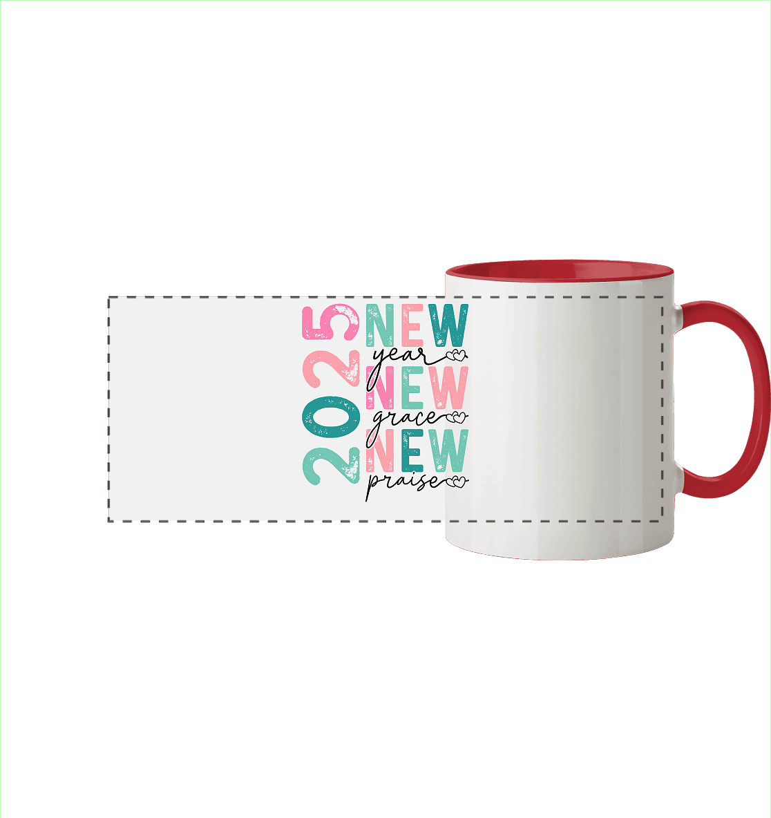 2025 - New Year, New Grace, New Praise - Panorama Tasse zweifarbig