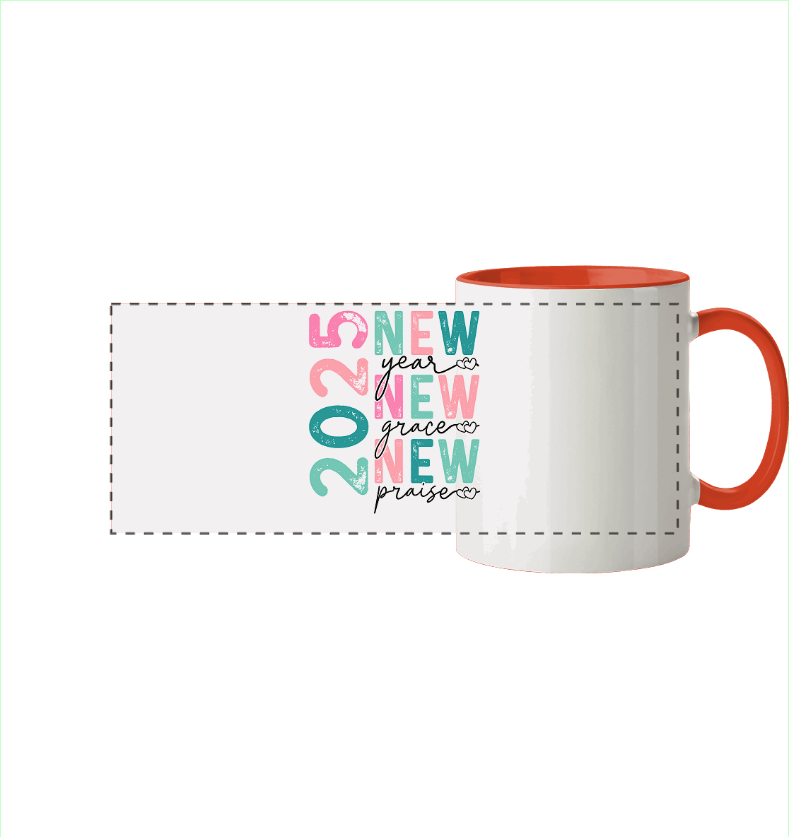 2025 - New Year, New Grace, New Praise - Panorama Tasse zweifarbig