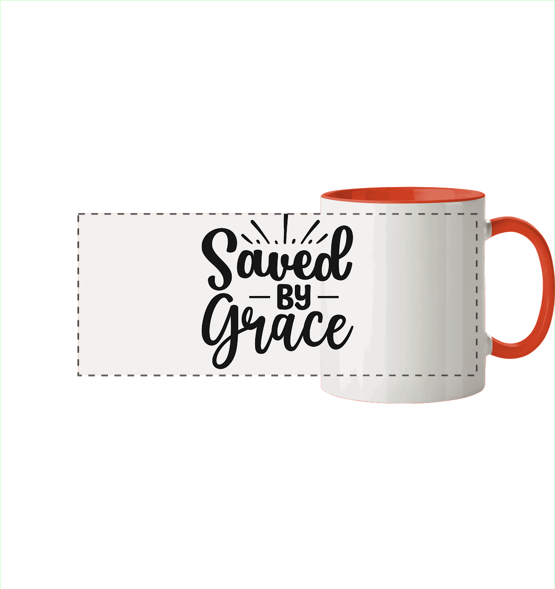 Saved by Grace – Dein Glaube, Dein Statement - Panorama Tasse zweifarbig