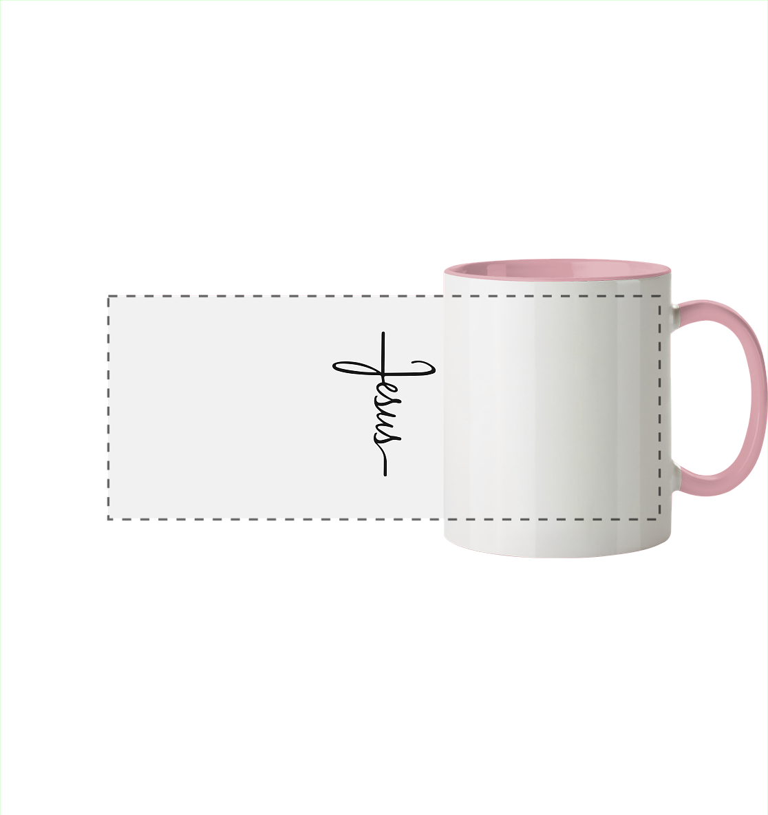 Cross with Jesus Scripture - A powerful statement of faith - Panorama Mug two-tone