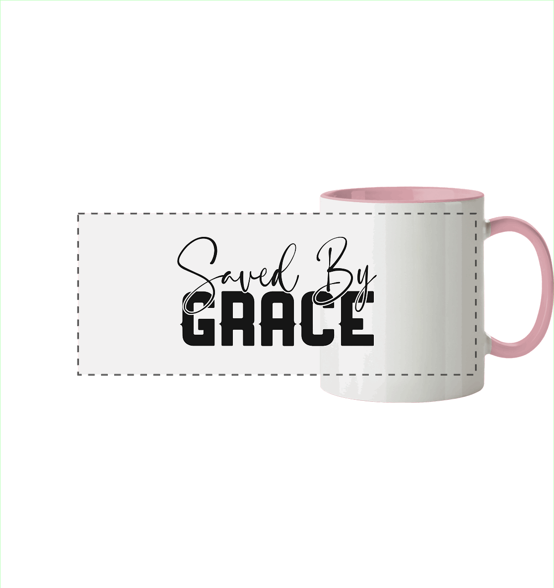 Saved by Grace – Ein kraftvolles Glaubensstatement - Panorama Tasse zweifarbig