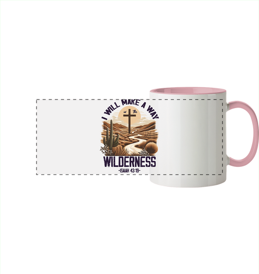 I Will Make a Way in the Wilderness – Isaiah 43:19 - Panorama Tasse zweifarbig