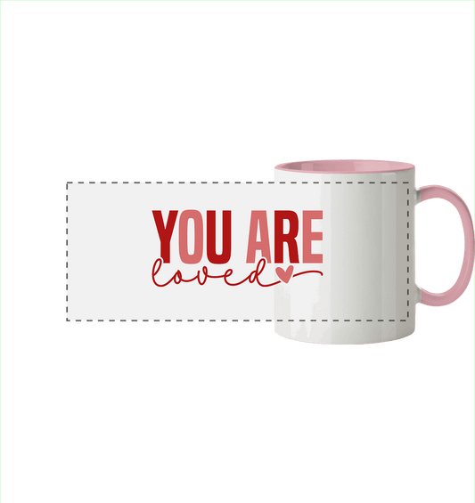 You Are Loved – Bedingungslos geliebt! - Panorama Tasse zweifarbig