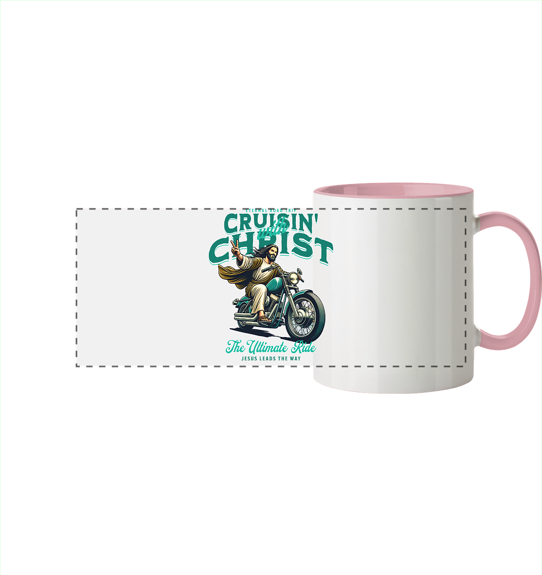 Eternal Road Trip – Cruisin' with Christ - two-tone panoramic mug