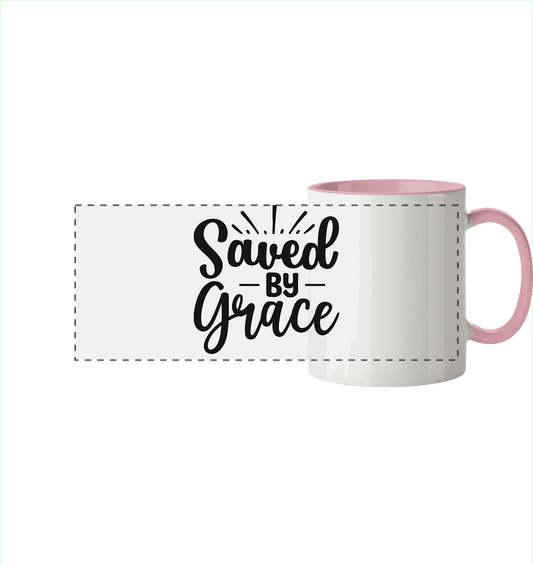 Saved by Grace – Dein Glaube, Dein Statement - Panorama Tasse zweifarbig