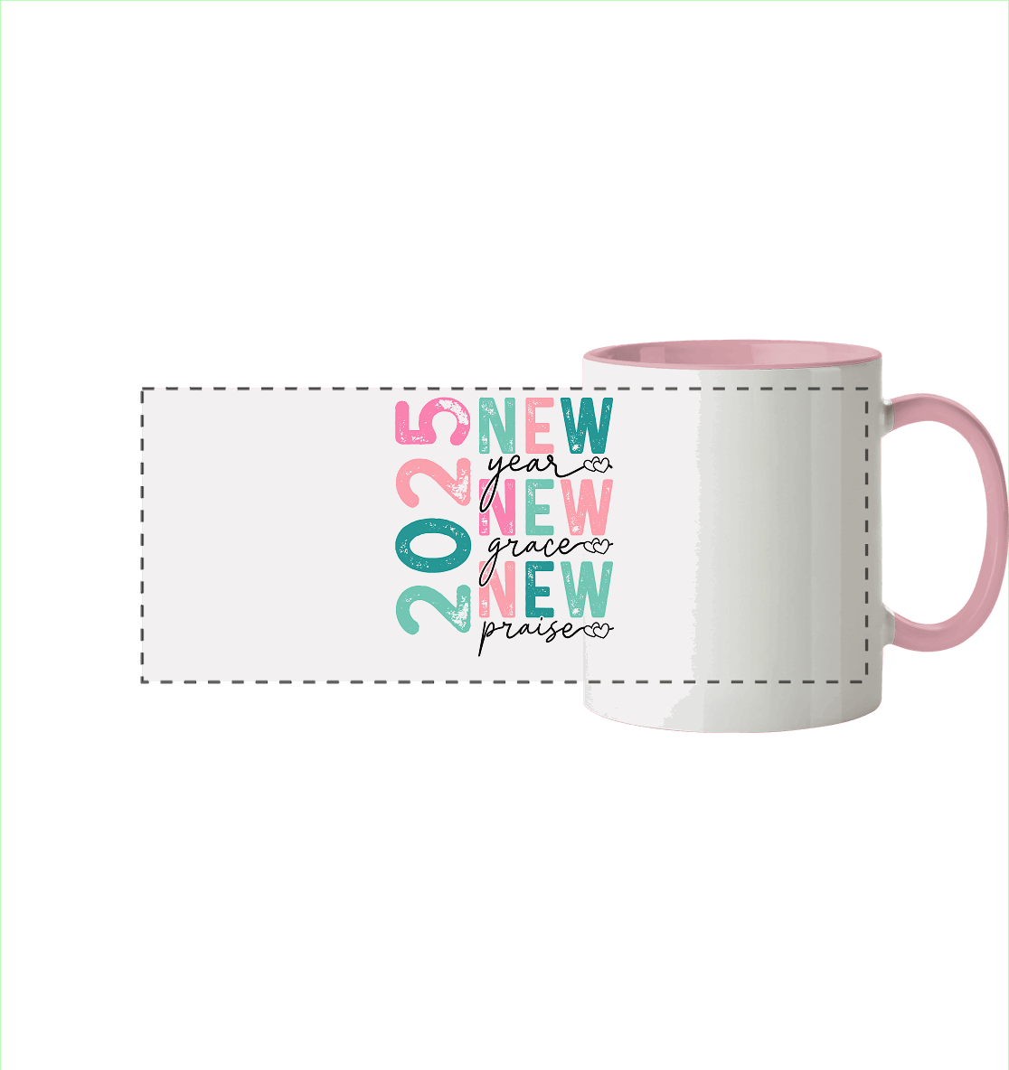 2025 - New Year, New Grace, New Praise - Panorama Tasse zweifarbig