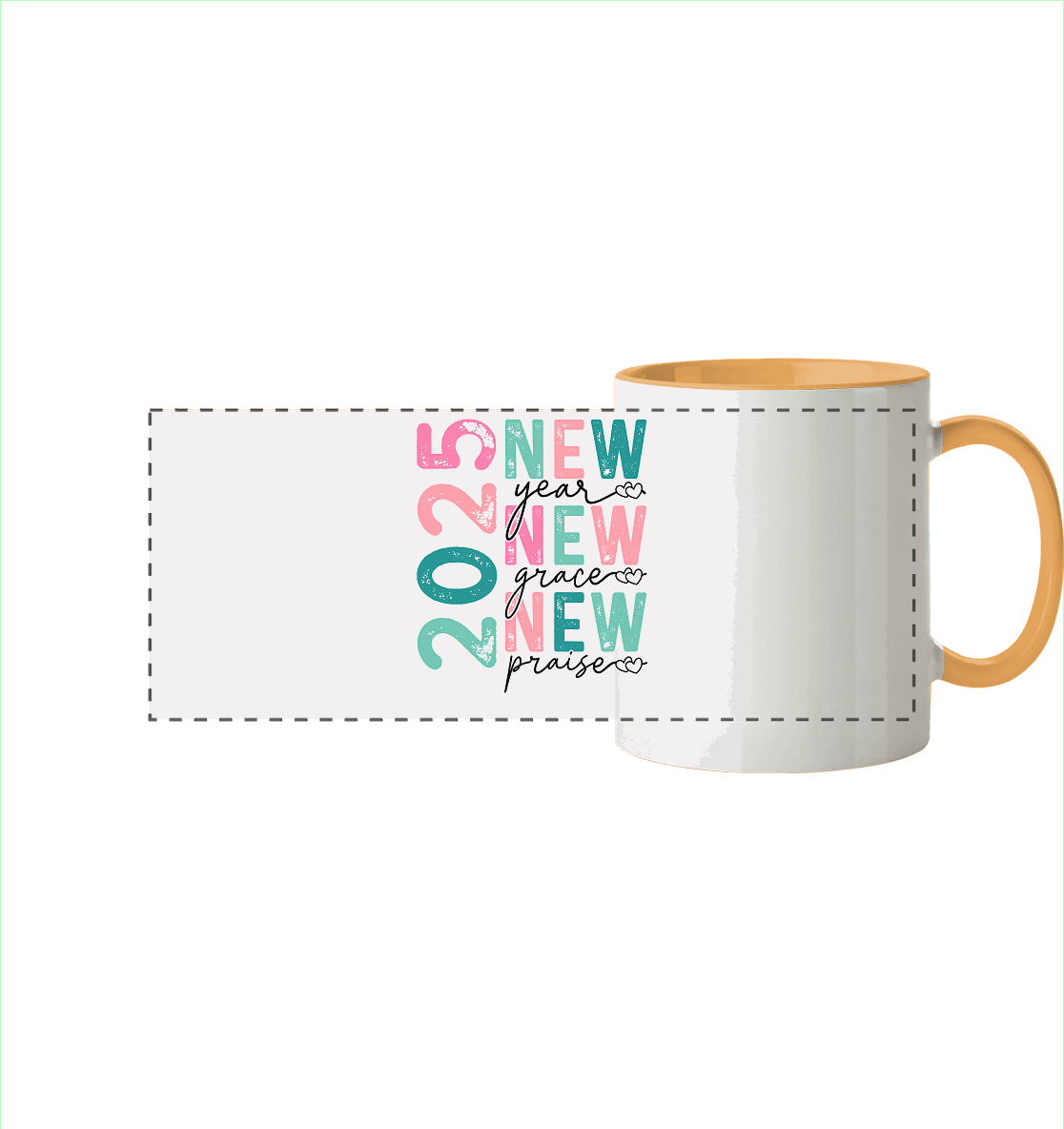 2025 - New Year, New Grace, New Praise - Panorama Tasse zweifarbig