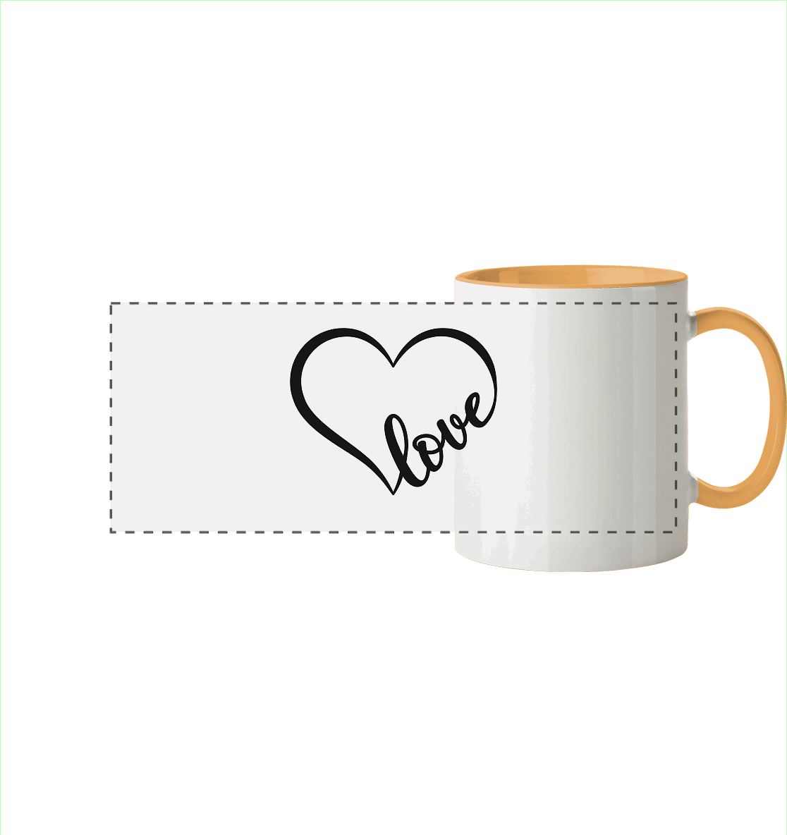 Love in Every Line - Panorama Tasse zweifarbig