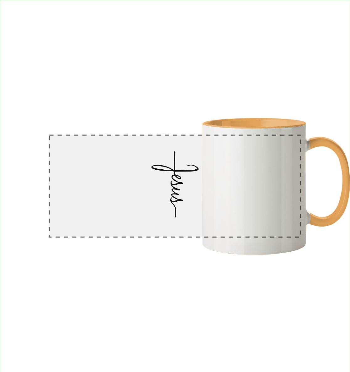 Cross with Jesus Scripture - A powerful statement of faith - Panorama Mug two-tone