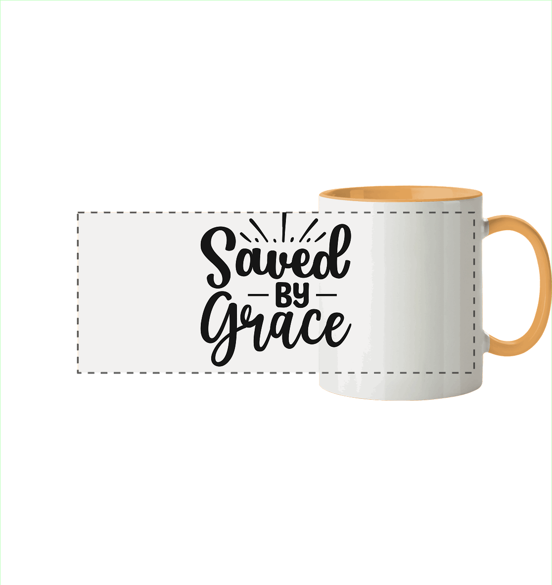 Saved by Grace – Dein Glaube, Dein Statement - Panorama Tasse zweifarbig