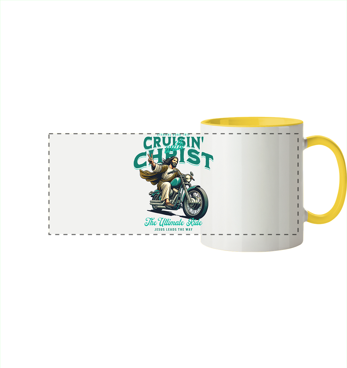 Eternal Road Trip – Cruisin' with Christ - two-tone panoramic mug