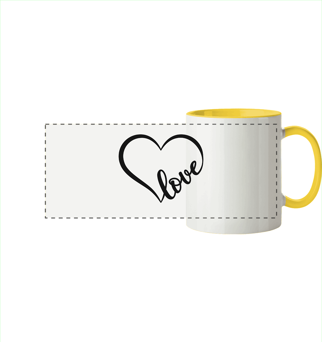 Love in Every Line - Panorama Tasse zweifarbig