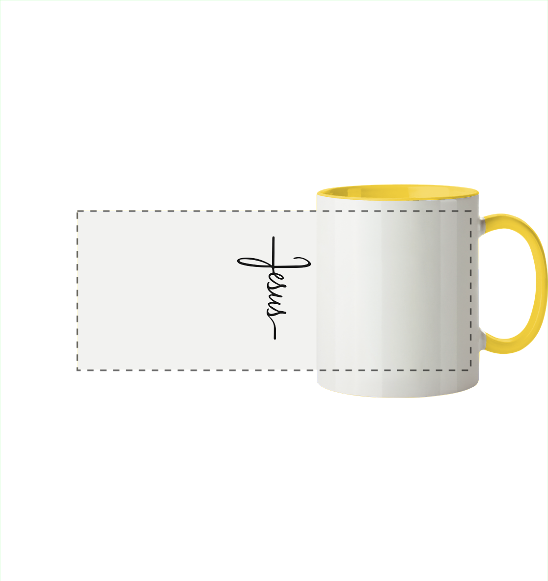 Cross with Jesus Scripture - A powerful statement of faith - Panorama Mug two-tone