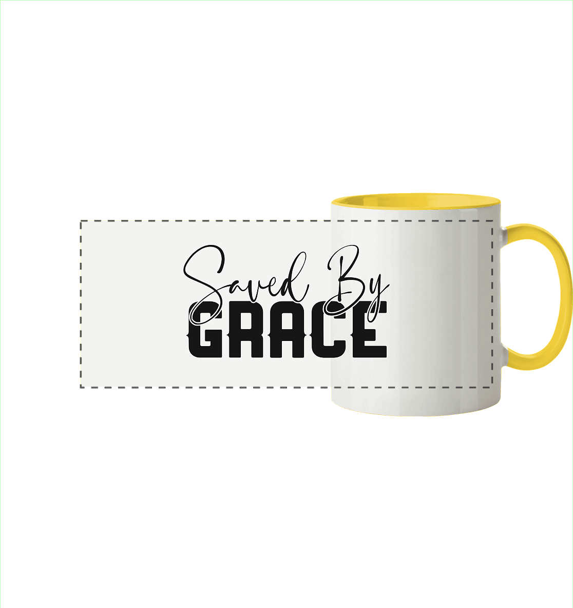 Saved by Grace – Ein kraftvolles Glaubensstatement - Panorama Tasse zweifarbig