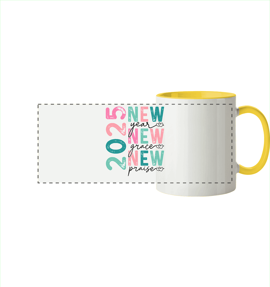 2025 - New Year, New Grace, New Praise - Panorama Tasse zweifarbig