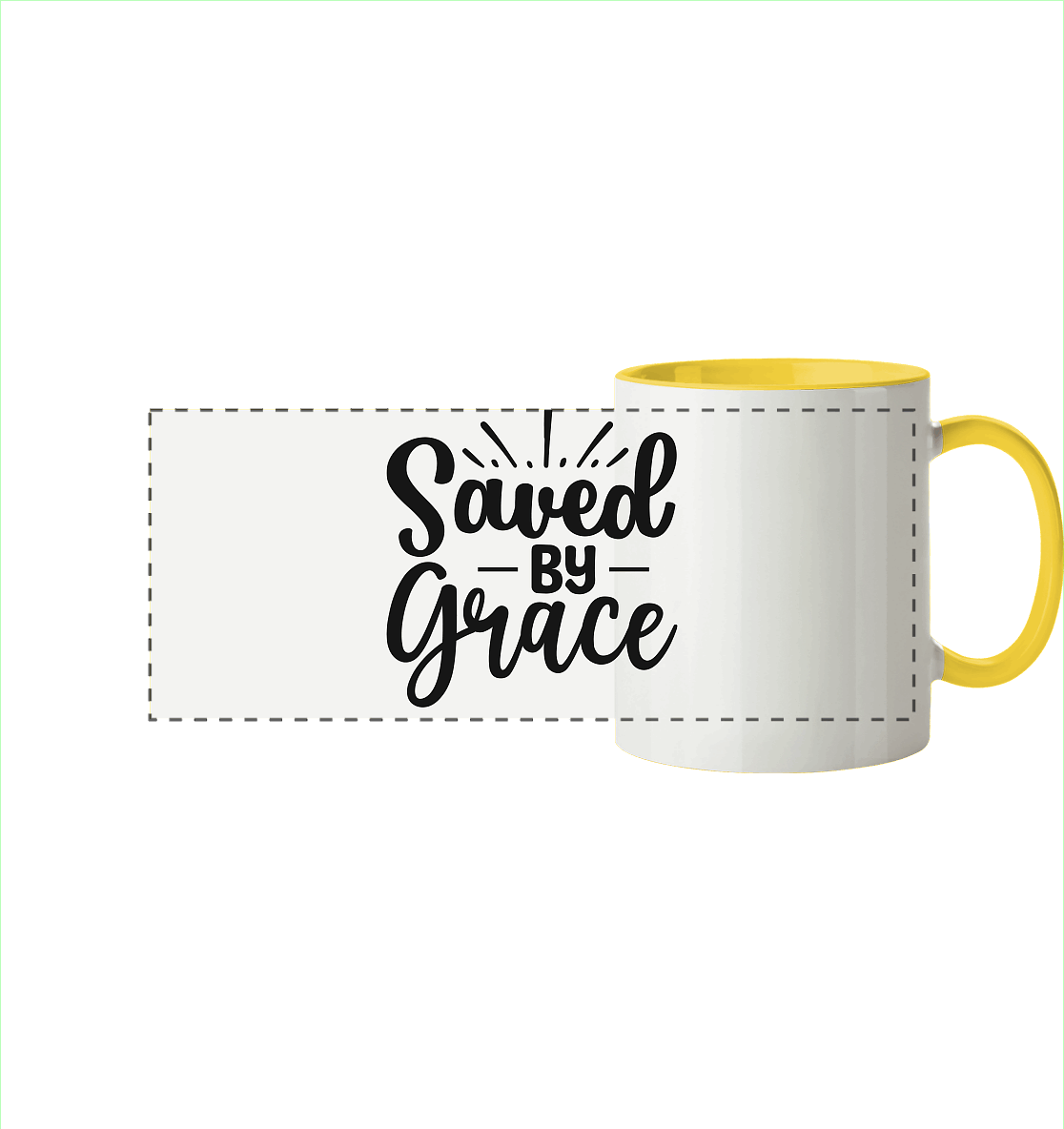 Saved by Grace – Dein Glaube, Dein Statement - Panorama Tasse zweifarbig