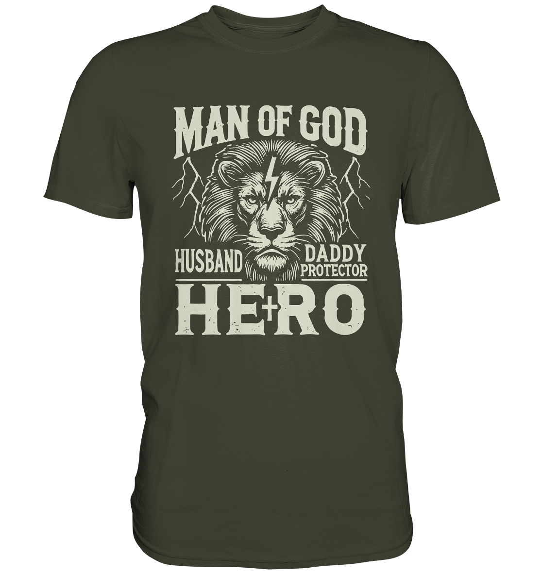 Man of God - Husband, Daddy, Hero - Premium Shirt