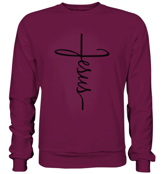 Kreuz mit Jesus Schrift – Ein kraftvolles Glaubensstatement - Premium Sweatshirt