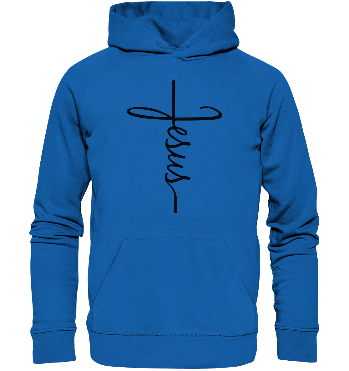 Kreuz mit Jesus Schrift – Ein kraftvolles Glaubensstatement - Premium Unisex Hoodie