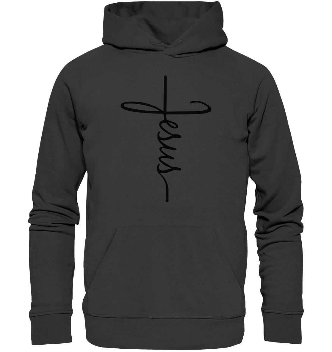 Kreuz mit Jesus Schrift – Ein kraftvolles Glaubensstatement - Premium Unisex Hoodie