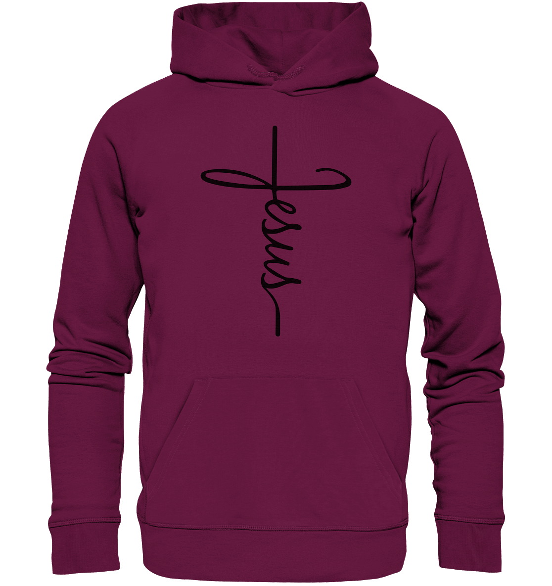 Kreuz mit Jesus Schrift – Ein kraftvolles Glaubensstatement - Premium Unisex Hoodie