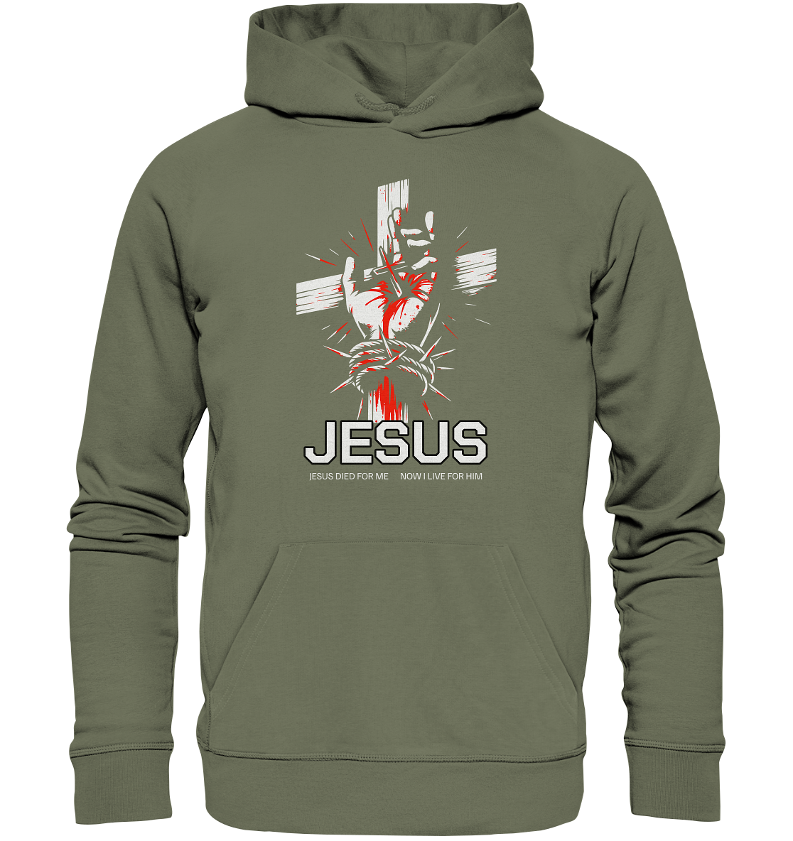 Jesus starb für mich – Jetzt lebe ich für ihn - Premium Unisex Hoodie