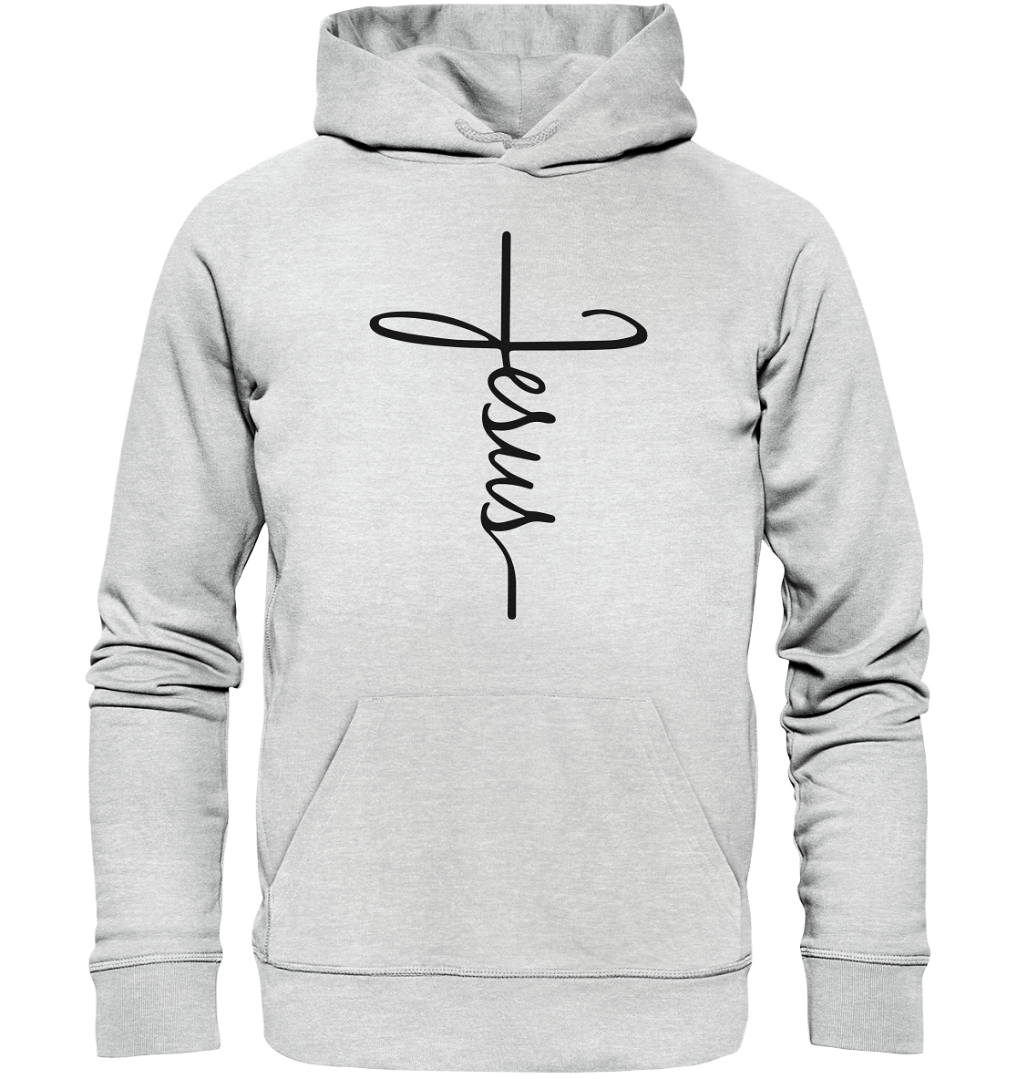 Kreuz mit Jesus Schrift – Ein kraftvolles Glaubensstatement - Premium Unisex Hoodie