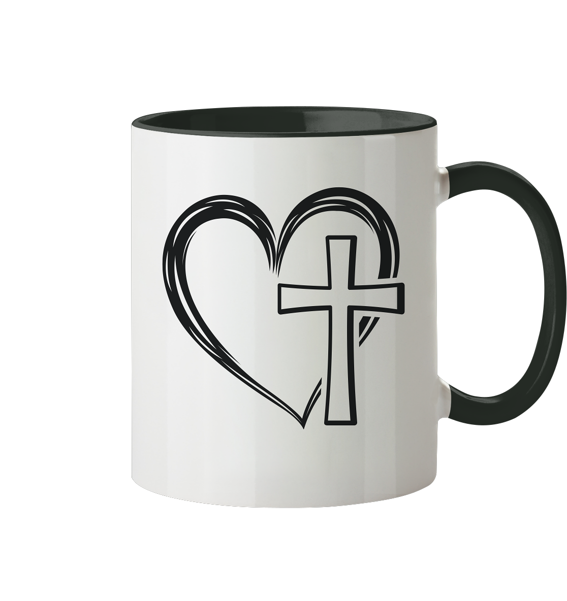 Herz & Kreuz Design - Tasse zweifarbig