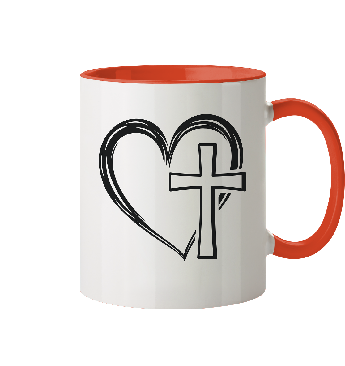 Herz & Kreuz Design - Tasse zweifarbig