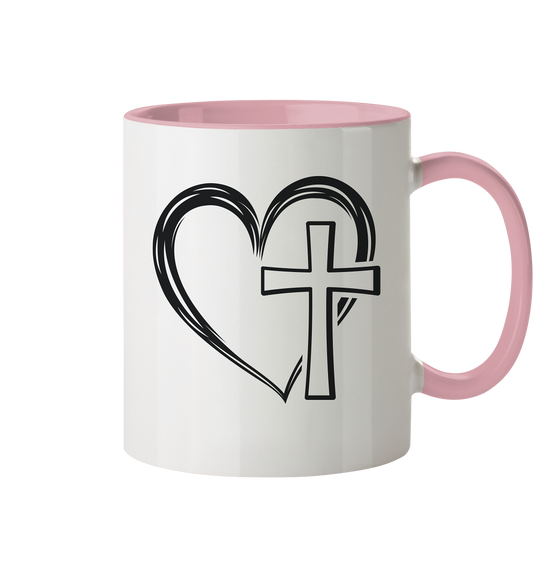 Herz & Kreuz Design - Tasse zweifarbig